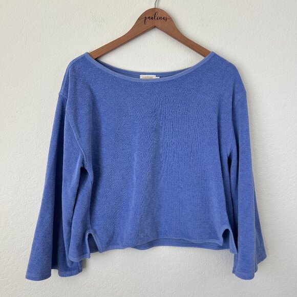 Nation LTD Top Womens Medium Purple Fallon Terry Cloth Popover Sweatshirt M - Picture 2 of 8